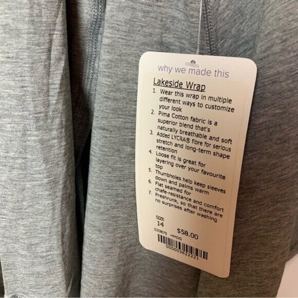 Ivivva Wrap Cardigan 14 Girls Gray Open Front NWT Ballet Layer Lounge - Picture 3 of 5